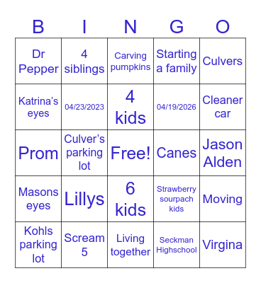 Bridal Bingo Card