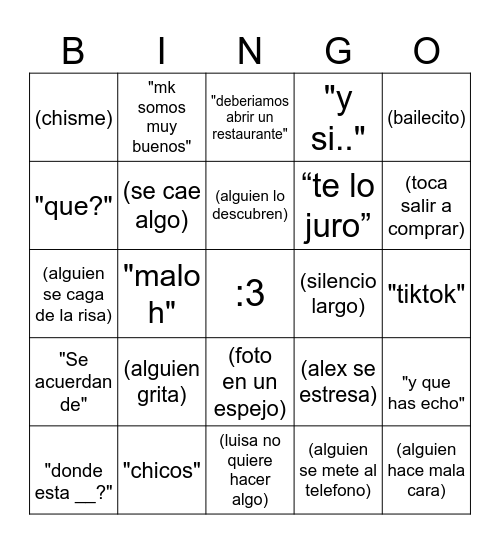 Altos raritos Bingo Card