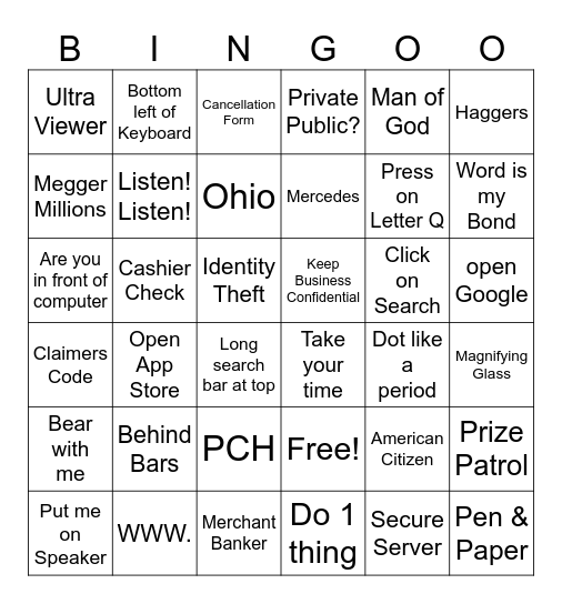 Tuff ALL Scammer Bingo Card