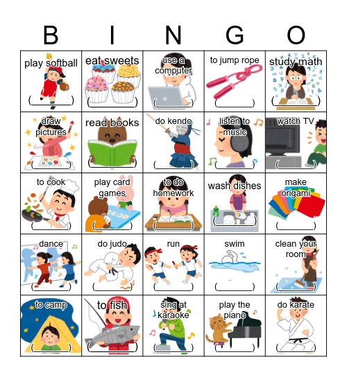 Do you like to (______) ? Bingo Card