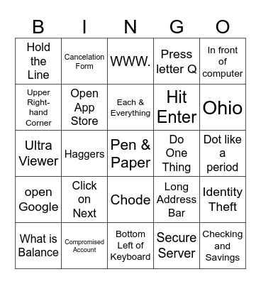 BENCHODE Bingo Card