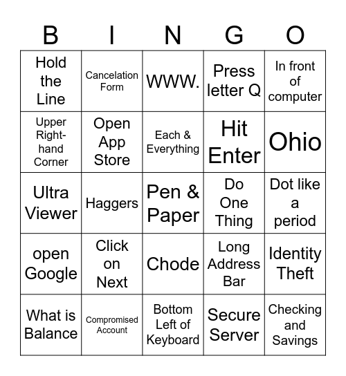 BENCHODE Bingo Card