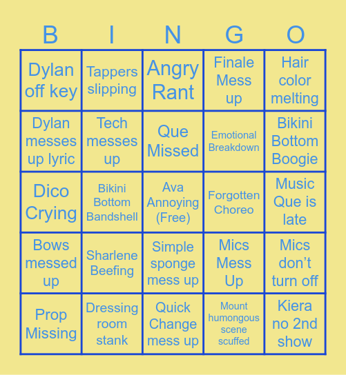 SpongeBob Parlays Bingo Card