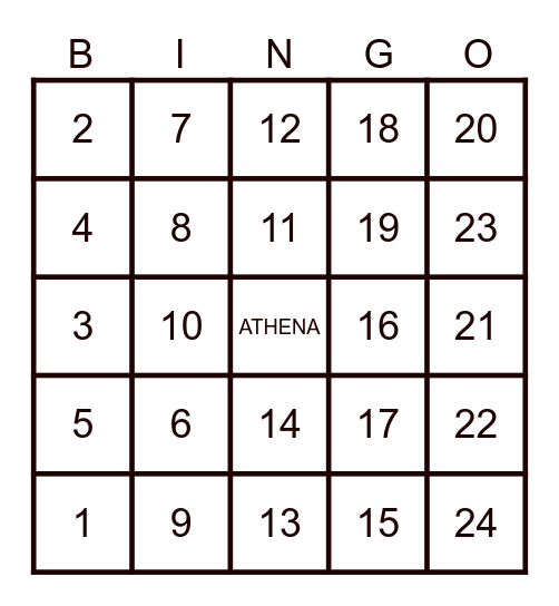 ATHENA Bingo Card