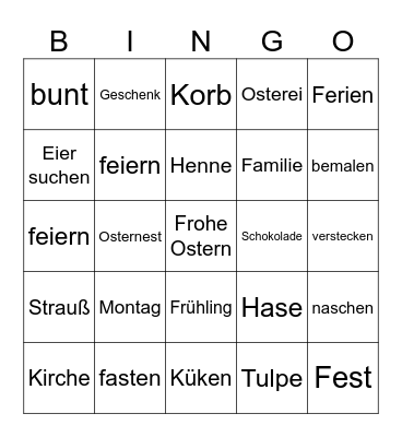 Ostern Bingo Card