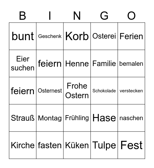 Ostern Bingo Card