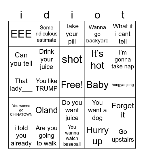 Circus Bingo Card