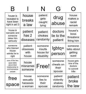 house md bingo Card
