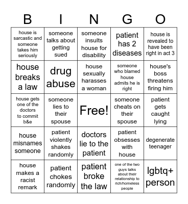 house md bingo Card