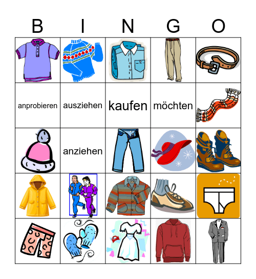 Kleidung Bingo Card