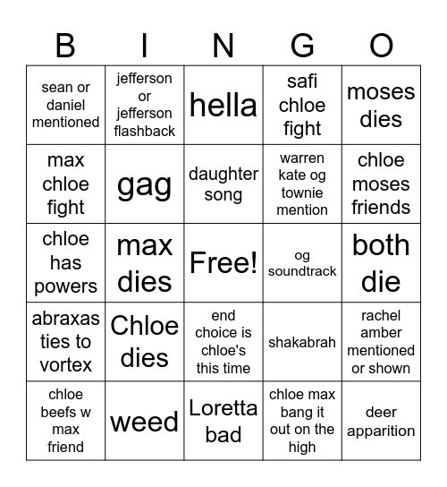 Lis Reunion Bingo Card