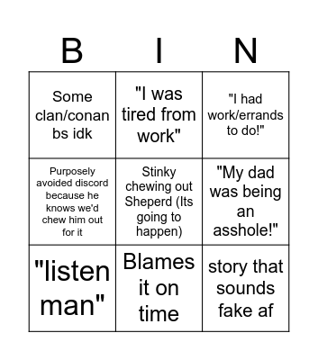 Sheperds Excuse for missing DND Bingo Card