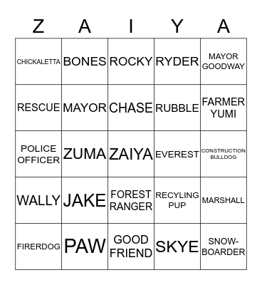 HAPPY 1ST BIRTHDAY ZAIYA Bingo Card