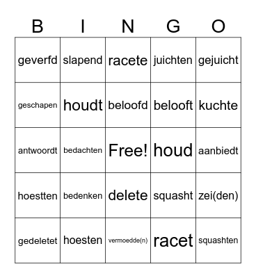 werkwoordenbingo Card