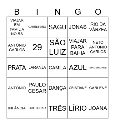 FELIZ ANIVERSÁRIO MARIA HELENA Bingo Card