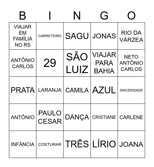 FELIZ ANIVERSÁRIO MARIA HELENA Bingo Card