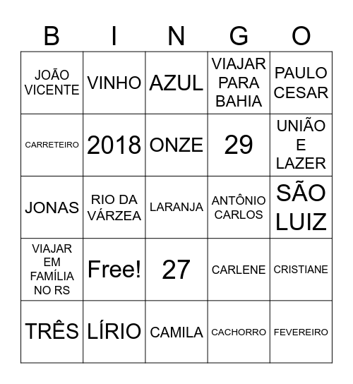 FELIZ ANIVERSÁRIO MARIA HELENA Bingo Card
