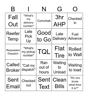 Standard Bingo Card