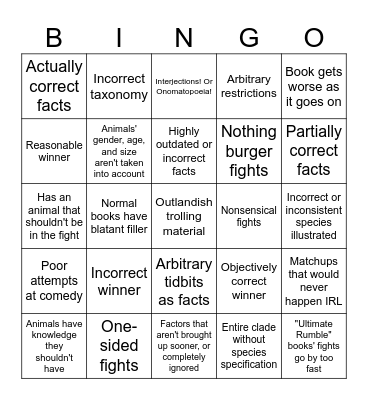 Jerry Pallota "Who Would Win?" Bingo Card