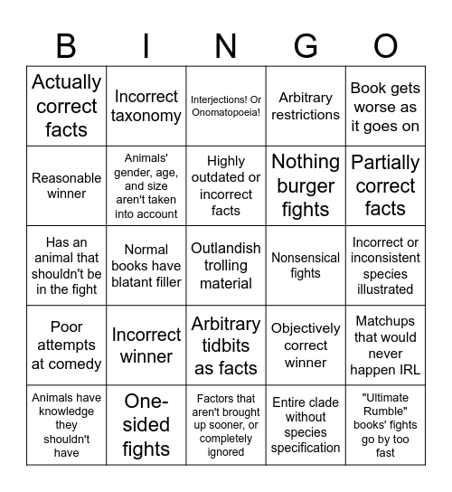 Jerry Pallota "Who Would Win?" Bingo Card