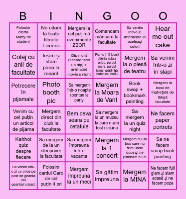 COLLEGE BUCKETLIST Bingo Card