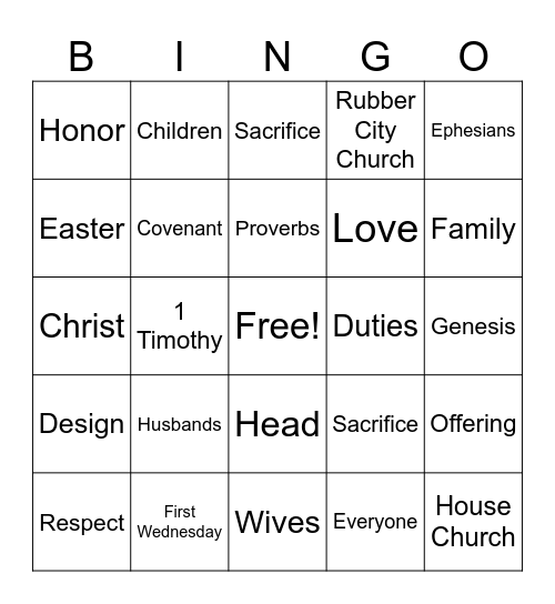 Sermon Bingo Card
