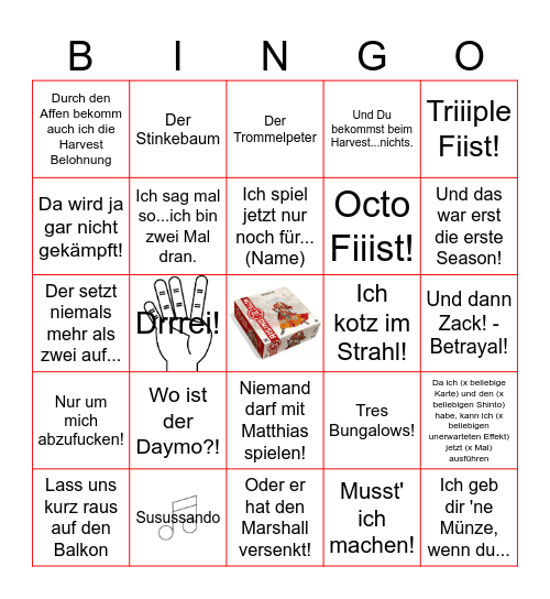 Rising Sun Bingo Card