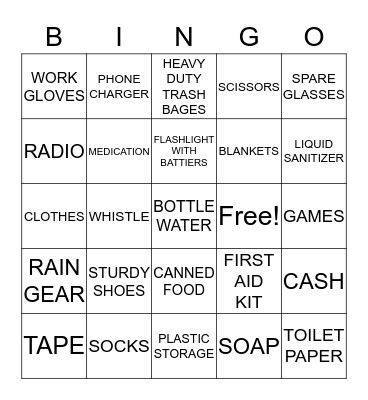 EARTHQUAKE PREPAREDNESS Bingo Card