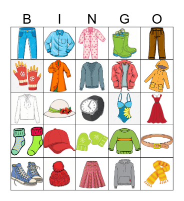 Vêtements Bingo Card