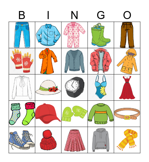 Vêtements Bingo Card