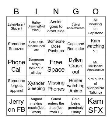 IT Shop Bingo Card