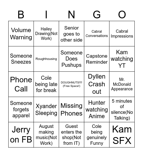 IT Shop Bingo Card