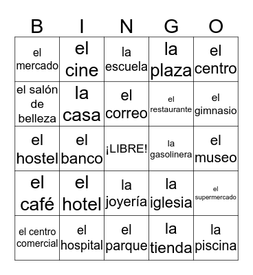 Lugares en la Ciudad Bingo Card
