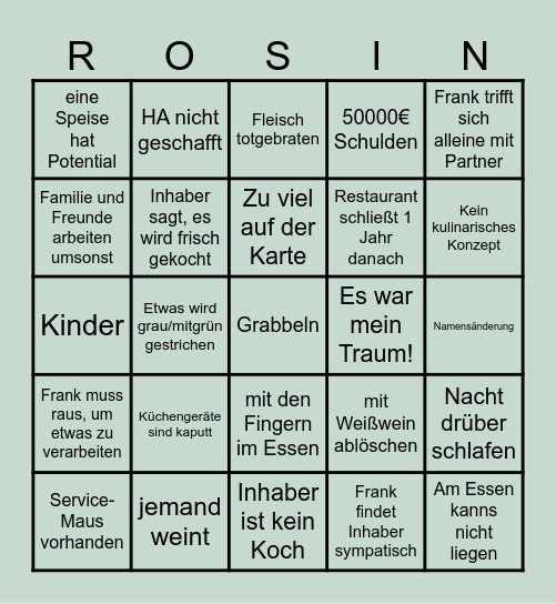 Frank Rosin Bingo Card