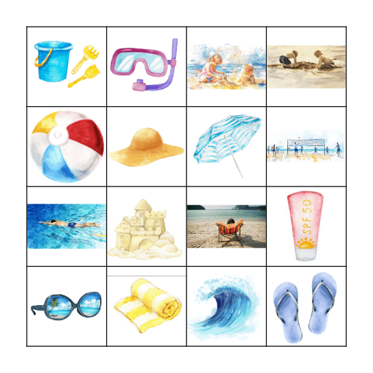 Vamos a la playa Bingo Card