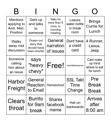 Logan's Bingo Card Bingo Card