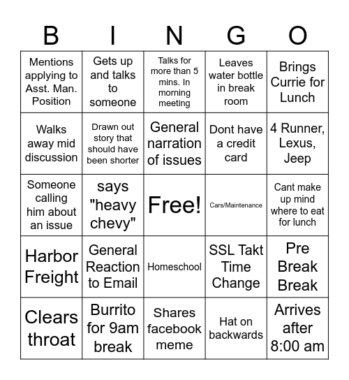 Logan's Bingo Card Bingo Card