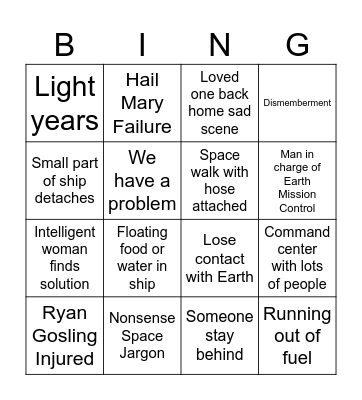 Project: Hail Mary Bingo Card