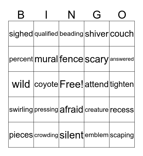 Brave as a Mountain Lion Bingo Card
