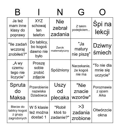 Jemioło bingo Card