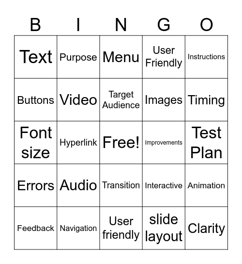 Bingo L1 Bingo Card