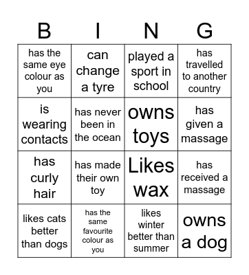 People Bingo Card