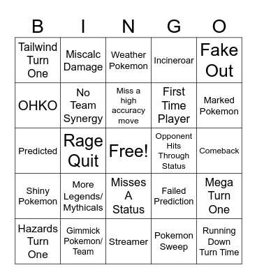 Pokemon Champions Bingo Card