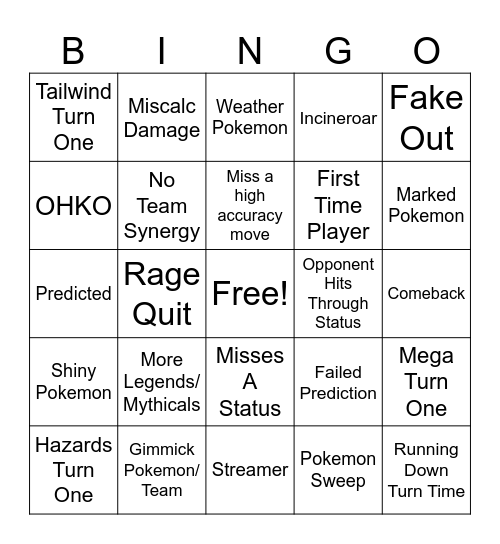 Pokemon Champions Bingo Card
