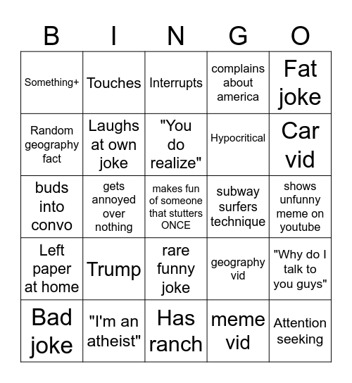 Teagan bingo Card