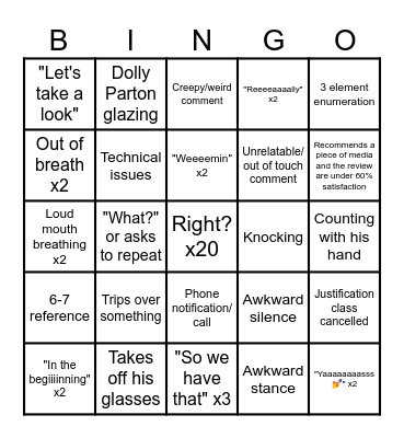 Yogurt Bingo Card
