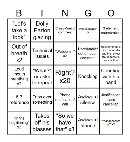 Yogurt Bingo Card