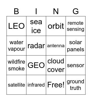 Satellite Bingo! Bingo Card