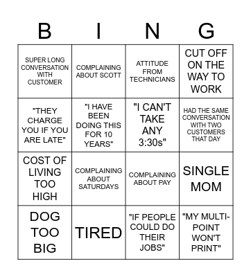 CHEYENNE BINGO Card