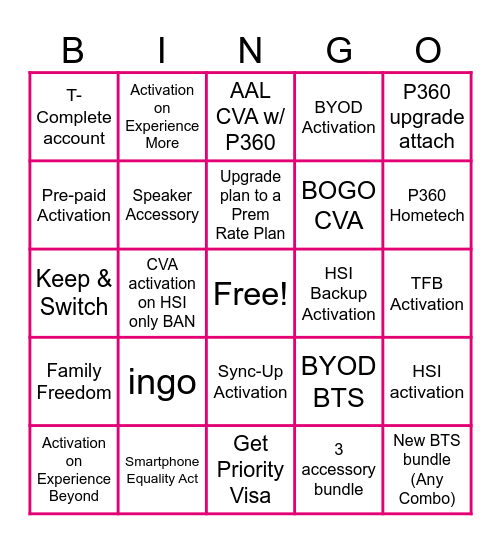 East West Bingo Card